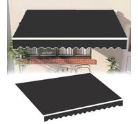 Retractable Manual Sun Shade Fabric Replacement Outdoor Canopy Cover Without e 6x2.0m Black Sunshade for Patio & Garden & Weather-Resistant Material