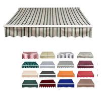 Retractable Manual Sun Shade Replacement Fabric for Patio Terrace Garden - Outdoor Canopy Cover 9.8x13.1FT (300x400CM) - UV-Resistant Easy Install