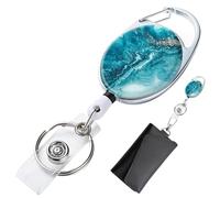 Retractable Marble Badge Reels - Stylish Round Holder with Smooth Pull Cord, Strong Clip to Securely Secure Keys and ID Cards, Compact and Key Ring Design