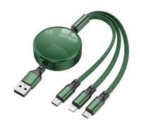 Retractable Multi Charger Cable 3 in 1, 100W 6A Fast Charging Cable with USB-C Port, Tangle-Free 1.2m Cord for iPhone 16 Samsung Galaxy MacBook iPad