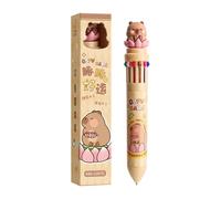 Retractable Multi Ink Pen - Cute Capybara 12 Colors Writing Pen | 0.7mm Fine Point Multicolor Thoughts for School, Office, Note Taking | Funny Stationery for Kids