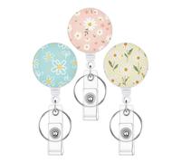 Retractable Name Badge Holder - 3 Pack Quick Access Key Chain Extender - Retractable Badge Holder with ID Roll - For Volunteers, Teachers, Students, Attaches to Wallet, Neck
