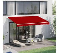 Retractable ning with Hand Crank UV Resint & Waterproof Windproof Includes Wall Brackets for Patio Balcony Garden - Red 5x1.5m Outdoor Canopy