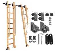 Retractable/Non-Retractable Rolling Hardware Kit - Sliding Library Ladder Track Rail - Floor Wheels with Brakes, No Ladder(Non-Telescopic,10ft/300cm Track kit)