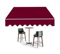 Retractable Outdoor Awning CoverManual Patio Shade WaterResistant Polyester Canvas Replacement for Door & Window Burgundy 10x8ft (300x250cm)