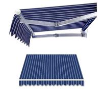Retractable Outdoor Awning Replacement Fabric 250x200cm Manual Crank Canopy for Patios Blue Awning Cloth 4.5x2m/14.8x6.5ft Sun Shade Cover