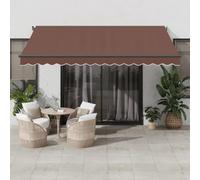 Retractable Outdoor Balcony Awning with LED Lights Brown 400x350 cm - Stylish Sun Shade Canopy for Patio and Terrace Waterproof UV Protection Easy Manual
