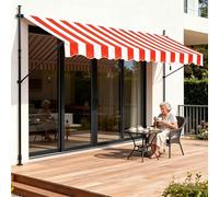 Retractable Outdoor Canopy for Balcony Adjustable Height & Angle HeavyDuty Sun Shelter with Crank Handle No Drilling Required Red & White 118"x47"