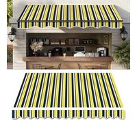 Retractable Outdoor Patio Canopy Replacement FabricWaterproof Polyester Sun Shelter 4.5x2mYellow Green White Stripes for Garden Deck and Patio Use