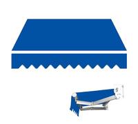 Retractable Outdoor Sun Shade Canopy - 280g 100% Polyester Awning Fabric for Patio Deck and Balcony - Blue 3.5m Waterproof UV Protection No Frame Required