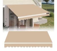 Retractable Outdoor Sunshade Replacement Fabric Waterproof Polyester Canopy No Frame Needed Beige 2x1.5m (6.5x5ft) Fits 37m Widths Durable UV Protection