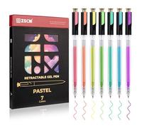 Retractable Pastel Gel Pens, 7 Colors Large Capacity Subtle Ethereal Gel Ink Pens for Adult Colouring, 1.0 mm Fine Point Smooth Writing Color Pen for Journal Note Taking Aesthetic Art Supplies