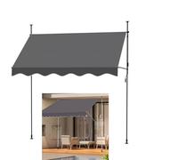 Retractable Patio Awning 250x120cm, No Drill Manual Canopy with Crank for Deck, Backyard, Garden, Balcony - Grey Outdoor Sunshade, Easy Installation