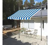 Retractable Patio Awning 3.5M/11.5FT Rainproof & Sun Resistant Shade for Doors Balconies & Gardens Blue & White Outdoor Canopy for Patio Protection