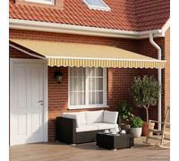 Retractable Patio Awning 4.5x3m Yellow Polyester PU Solar LED Manual White Frame