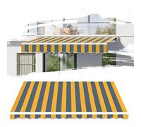 Retractable Patio Awning Cover - Outdoor Canopy 100% 280G Polyester for Window Door Deck & Garden - Yellow Gray Stripe 19.6x8.2ft Weather-Resistant Shade Solution