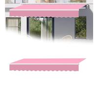 Retractable Patio Awning Cover | Water-Resistant 280g/m² Polyester Sunshade Canopy for Yards, Gardens, Balconies & Windows - Pink, 12x4.9ft Outdoor Shelter