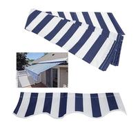 Retractable Patio Awning Fabric Replacement Waterproof Polyester Shade Cover Outdoor Sunshade Awning Cover Canopy Canvas for Yard Deck Balcony,without Frame(Size:3x2.5m,Color:Blue White Stripes)