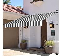 Retractable Patio Awning, Manual Balcony Canopy, No Drill Installation, Height Adjustable with Hand Crank, 4m/157.5in, Outdoor Sunshade for Deck & Garden