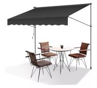 Retractable Patio Awning - Manual Crank, No Drilling, Height Adjustable, UV Protection, Durable Polyester, Ideal for Outdoor Door and Window Canopy