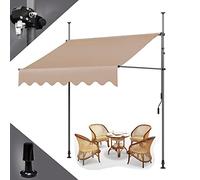 Retractable Patio Awning, Manual Operation, Screwless UV & Water-Resistant Sunshade, Adjustable Outdoor Balcony Cover with Hand Crank, Easy Installation, Perfect for Garden & Deck