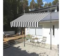 Retractable Patio Awning Rainproof & Sun Resistant Canopy for Doors Balconies Gardens Patios Gray & White 2M/6.5FT Outdoor Shade Solution