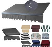 Retractable Patio Awning Replacement Cover - 8x7ft Dark Grey Outdoor Water-Resistant Polyester Canopy for Courtyard Balcony Cafe Restaurant & Deck Sunshade Shelter