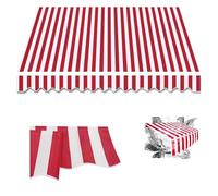 Retractable Patio Awning Replacement Fabric - 100% Water-Resistant 280g Polyester Sun Shade Canopy Cover for Outdoor Garden - Red White Stripes Size 6x8 ft - UV Protection Easy Installation