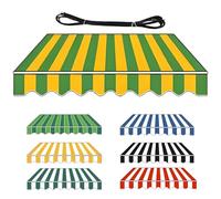 Retractable Patio Awning Replacement Fabric - 280g Water-Resistant Polyester Canvas Sunshade Cover for Deck Balcony & Yard - Dark Green 13x9.8ft Outdoor Shade Solution