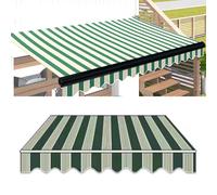 Retractable Patio Awning Replacement Fabric Cover 100% Waterproof Polyester 280g, Stripe Design, Size 6.5x1.5m, Ideal for Market Awnings and Umbrellas