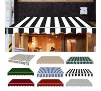 Retractable Patio Awning Replacement Fabric Outdoor Sun Shade Canopy for Market Cafe Deck & Shop Available in 10x8 12x10 16x10 20x10ft (Black White 6.5x5ft)
