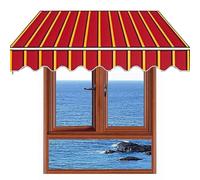Retractable Patio Awning Replacement Fabric - Sun Shade Canopy Cover for 10ft to 20ft Awnings Waterproof Red Canvas (16x10ft/500x300cm) - Ideal Outdoor Sun Protection