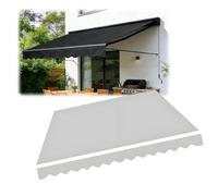 Retractable Patio Awning Replacement Fabric, Waterproof Polyester Canopy for Manual Awning, Light Gray, 2.0m-5.0m Sizes (400x300cm) - Durable Outdoor Shade Solution