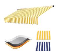 Retractable Patio Awning Replacement FabricWaterproof Sunshade Canopy for Outdoor Use Available in 10/13/16/20ft Sizes Easy Installation Durable Yellow Cover