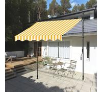Retractable Patio Awning Sunshade for Doors & Balconies Rainproof & UV Resistant Outdoor Canopy 1.5M/4.9FT Yellow & White Ideal for Gardens & Patios