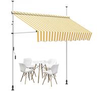 Retractable Patio Awning - UV & Water Resistant Shade with Hand Crank Adjustable Height - Perfect for Windows & Doors Yellow & White Outdoor Canopy Cover