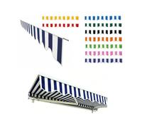 Retractable Patio Awning Valance Replacement Waterproof Anti-UV Striped Canopy for Deck & Terrace Wavy Design 2.5-7m Sizes Dark Blue & White 3.7m x 20cm