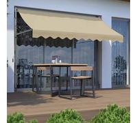 Retractable Patio Awning - Waterproof Adjustable Angle & Height Manual Sunshade for Garden Terrace & Pavilion - Easy to Install Khaki 2x1.2M