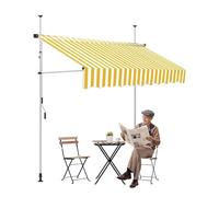 Retractable Patio Awning Waterproof & UV Resistant Sunshade for Balconies Gardens Shops Apartments Yellow & White 4M/13.1FT Outdoor Canopy