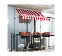 Retractable Patio Awning with Crank Handle - Sunshade for Windows & Doors Ideal for Balconies Backyards & Gardens Reddish White 250CM/98.4in