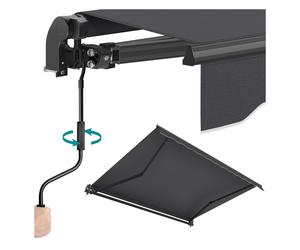 Retractable Patio Awning with Manual Crank and Sun Shade, 300 x 250 cm