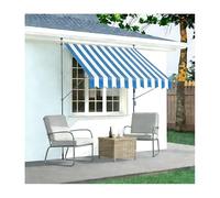 Retractable Patio Awning with Manual Crank Ideal for Windows Porches Balconies and Gardens - Bluish White 200CM/78.7in Outdoor Shade Solution