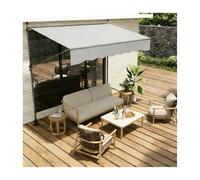 Retractable Patio AwningNo Drill Installation Height Adjustable Perfect for Backyards Gardens and PatiosLight Gray 350CM/137.8in