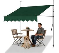 Retractable Patio Canopy AwningWaterResistant Polyester Deck Shade with Crank Handle for Home Backyard BalyDark Green 9.8FT