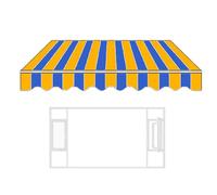 Retractable Patio Canopy Replacement Fabric Waterproof Outdoor Shelter with Valance UV Protection Deck Window Cover Striped Yellow Blue 8x6.5ft (250x200cm)