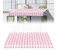 Retractable Patio Canopy Replacement Fabric - Waterproof Polyester 22.9x4.9ft White Stripes for Balcony Restaurant Shop Courtyard - Outdoor Cover