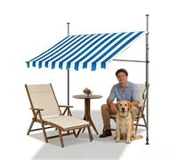Retractable Patio Canopy with Crank Handle WaterResistant Polyester Awning for Deck Baly BackyardBlue & White 4M/13.1FT Outdoor Shade Solution