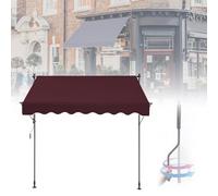 Retractable Patio CanopyUV & WaterResistant Shelter Adjustable Angle & Height Crank Handle No Drilling Gray & Wine Red 400x120cm Outdoor Shade Solution