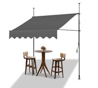 Retractable Patio CanopyWaterResistant Polyester Awning with Crank Handle for Deck Porch Baly Backyard (Gray 2M/6.5FT) Outdoor Sunshade Solution