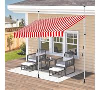 Retractable Patio ning Adjustable No-Drill Installat for & Doors Outdoor Garden e Red & White 3.5M/11.5FT - Perfect for Balconies & Terraces